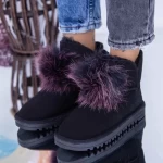 Damenleder Lederstiefel WL127 Black-Red | Mei