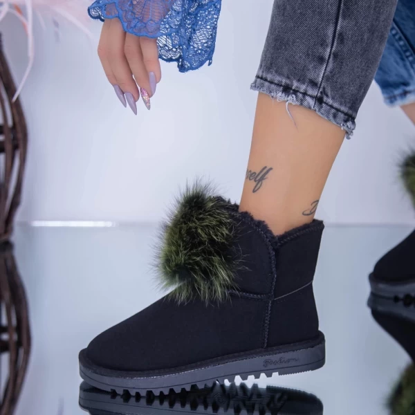 Damenleder Lederstiefel WL127 Black-Green | Mei