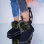 Damenleder Lederstiefel WL127 Black-Green | Mei