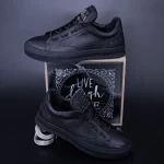 Frauensportschuhe aus natürlichen Leder 90985s schwarz | F.Gerardo