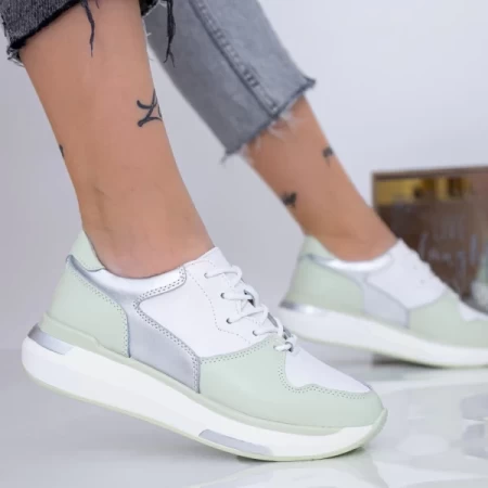 Frauen Sportschuhe AW199 Weiß und Grün Engelblau