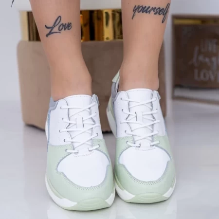 Frauen Sportschuhe AW199 Weiß und Grün Engelblau