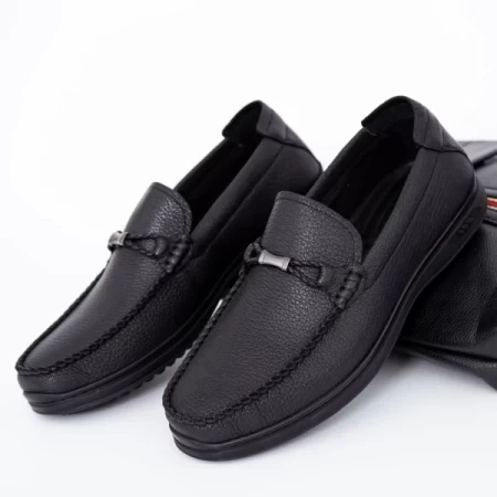 Herren-Slipper aus natürlichen Leder AK361-2 Schwarz | Mels
