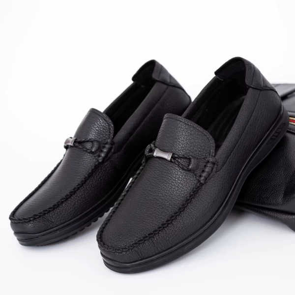 Herren-Slipper aus natürlichen Leder AK361-2 Schwarz | Mels