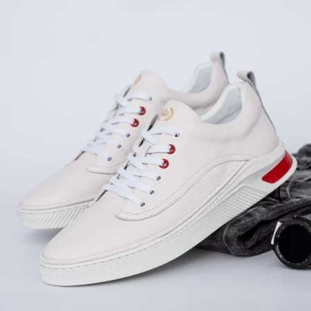 Herren Sportschuhe aus natürlichen Leder JH9070 Weiß | F.Gerardo