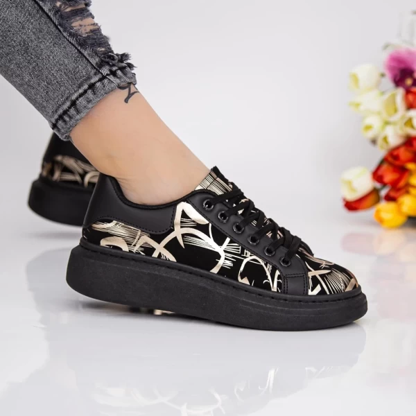 Frauen Sportschuhe jg37 schwarz-gold Mei