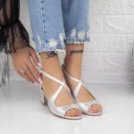 Sandalen mit einem dicken Ferse yxd20 Silber Mei