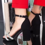 Sandalen mit einer dicken Ferse XKK557 Black-Srebrry | Mei