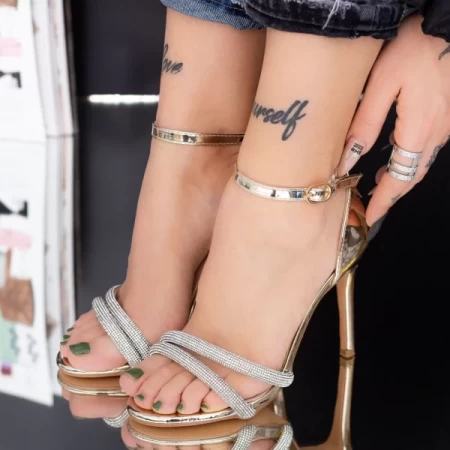 Sandalen mit einem dünnen Absatz xkk559 Gold Mei