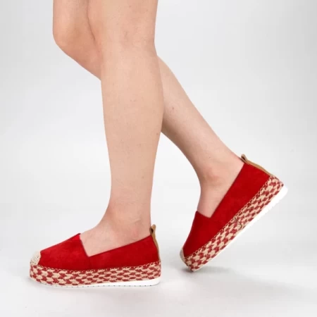 Frauenschuhe jeden Tag mit BL00029 Plattform rot | Botinelli