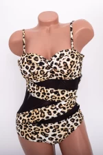 Frauen ein Stück Badeanzug Y3061 Leopard Beige Meina