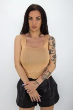 Ärmellose Bluse HM01 Beige Mode