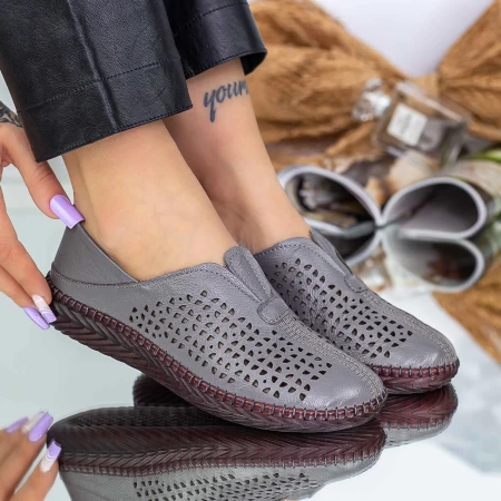 Frauenschuhe jeden Tag 7672-3 Grau Gebildet