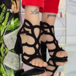 Sandalen mit dicker Ferse xkk568 schwarz | Mei