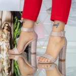Sandalen mit einer dicken Ferse xkk161f Champagner | Mei