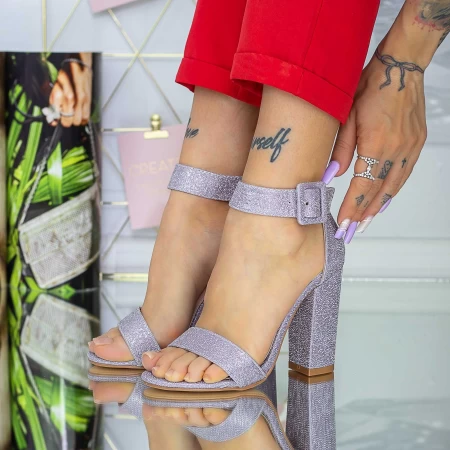 Sandalen mit dickem Absatz xkk161f lila Mei