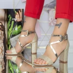 Sandalen mit einem dicken Absatz xkk522 Gold Mei