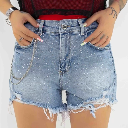 Kurzjeans für Frauen 50525 Blau Gesicht