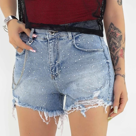 Kurzjeans für Frauen 50525 Blau Gesicht