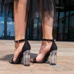 ES2501 Dicke Fersensandalen schwarz Existieren