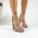 Sandalen mit einer dicken Ferse xkk536 Champagner | Mei
