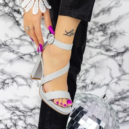 Sandalen mit dickem Absatz xkk536 Silber Mei