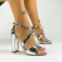 Sandalen mit einem dicken Absatz xkk537 Silber Mei