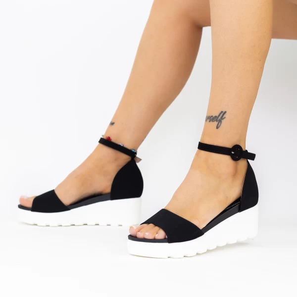 Sandalen auf der LM358-Plattform Czarny-Biała | Mei