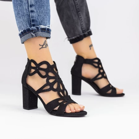 Sandalen mit dicker Ferse xkk565a schwarz | Mei