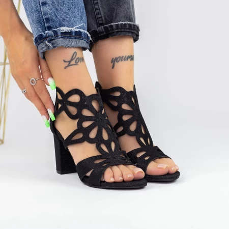 Sandalen mit dicker Ferse xkk565a schwarz | Mei