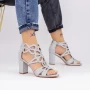 Sandalen mit dickem Absatz xkk565a Silber Mei