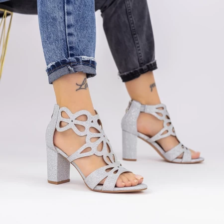 Sandalen mit dickem Absatz xkk565a Silber Mei