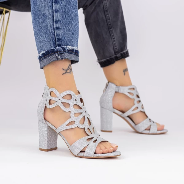 Sandalen mit dickem Absatz xkk565a Silber Mei
