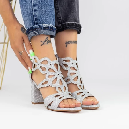 Sandalen mit dickem Absatz xkk565a Silber Mei
