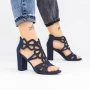 Sandalen mit dicker Ferse xkk565a blau Mei