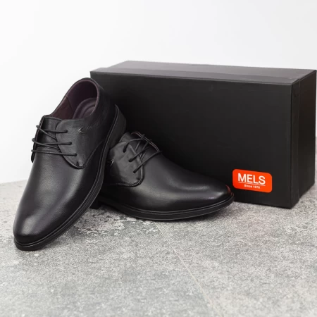 Herrenschuhe aus natürlichen Leder 91785 Schwarz | Mels