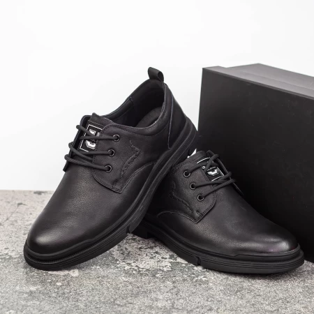 Herrenschuhe aus natürlichen Leder 806003 Schwarz | Mels