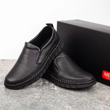 Herrenschuhe aus natürlichem Leder HT8215 Schwarz | Mels