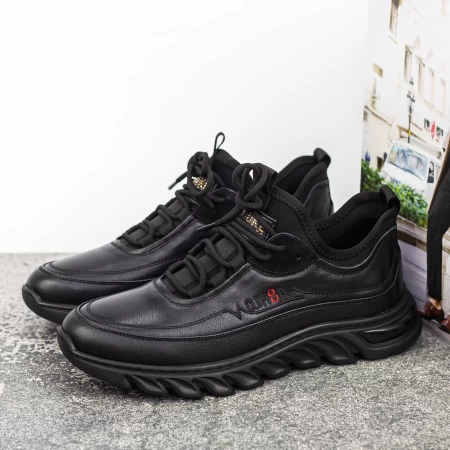 Herren -Sportschuhe aus natürlichen Leder M01902 Schwarz | Franco Gerardo