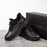 Herren -Sportschuhe aus natürlichen Leder M01902 Schwarz | Franco Gerardo