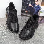 Herren -Sportschuhe aus natürlichen Leder M01902 Schwarz | Franco Gerardo