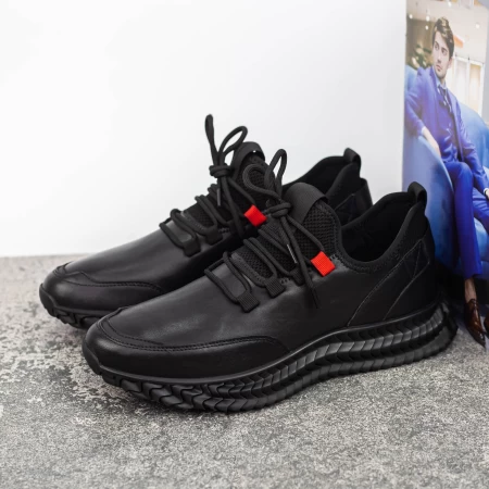 Herren-Sportschuhe aus natürlichen Leder MSD2019-3A Black | Franco Gerardo