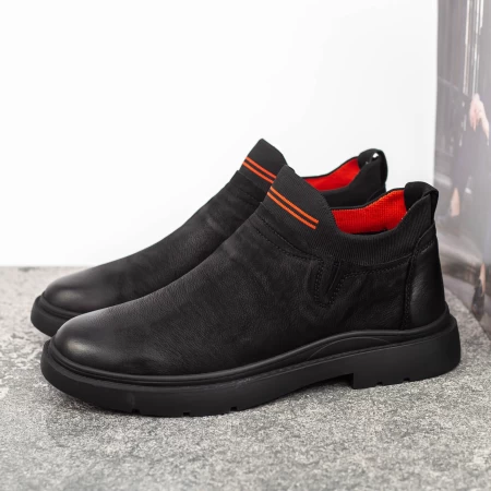 Herrenstiefel aus natürlichem Leder W1010-1 Schwarz | Franco Gerardo