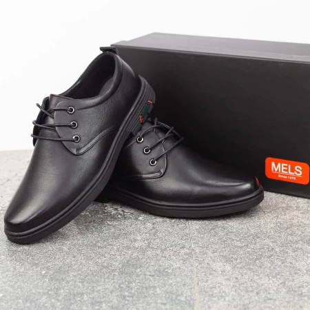 Herrenschuhe aus natürlichen Leder W2200 Black | Mels