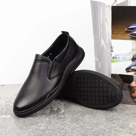 Herrenschuhe aus natürlichen Leder W2300 Black | Mels