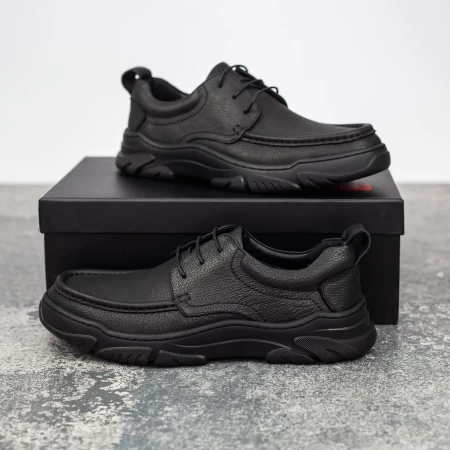 Herrenschuhe aus natürlichen Leder B32323 Schwarz | Mels