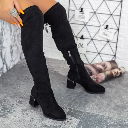 Frauenstiefel mit einem dicken 2W265 -Fersenschwarz | Mei