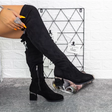 Frauenstiefel mit einem dicken 2W265 -Fersenschwarz | Mei