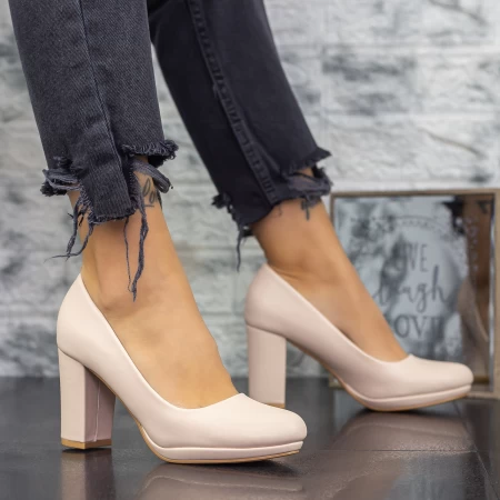 Beige -dicke dicke Heels Schuhe Mei