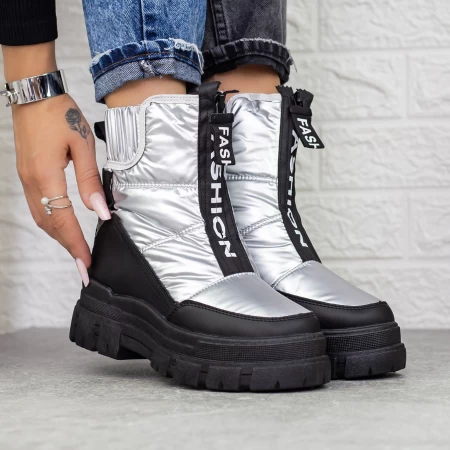 Stiefel auf der 2B7 Black-Silber-Plattform Mei